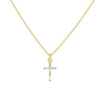 925 Sterling Silver Yellow-tone Womens Baguette Cubic Zirconia Religious Faith Cross Charm Necklace 15.2x8.9mm Wide Pend