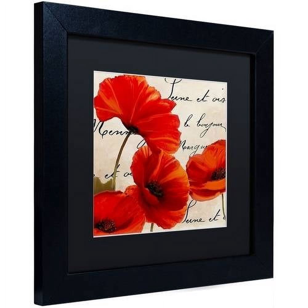 Trademark Fine Art "Coquelicots Rouge I" Canvas Art by Color Bakery Black Matte, Black Frame