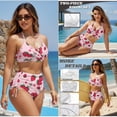 thumbnail image 4 of Psesaysky Cute Women's High Leg Drawstring Bikini Sets,Mens Swim Trunks with Pockets,Couples Matching Clothes for His and Her, Strawberry, 4 of 7