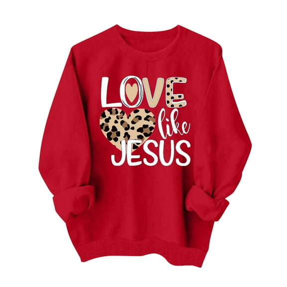 STETMN Women's Valentine T-shirt Love Letter Print Casual Sweatshirt Loose Long Sleeve Pullover Tops