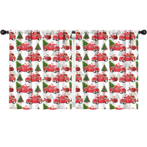Blackout Kids Curtains,Red Christmas Car Pattern Childrens Insulated Curtains Set Of 2,Bedroom Essentials,Toddler Room Decor 52"x63"