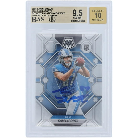 Sam LaPorta Detroit Lions Autographed 2023 Panini Mosaic #360 Beckett Fanatics Witnessed Authenticated 9.5/10 Rookie Card - Fanatics Authentic Certified
