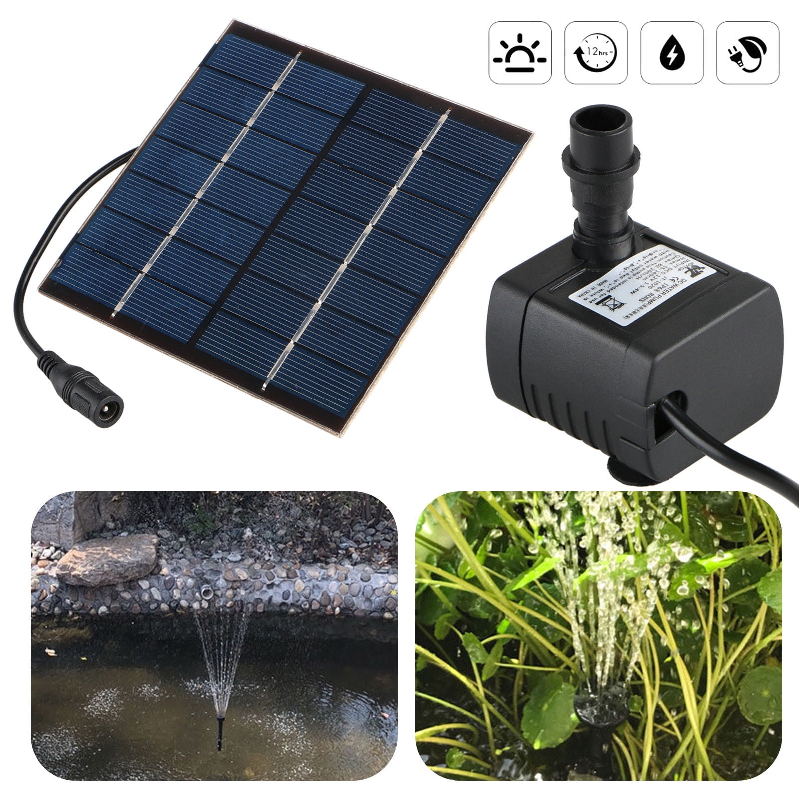 EEEkit 1.2W Solar Water Fountain Pump for Pool Koi Pond Bird Bath Garden Decoration Solar