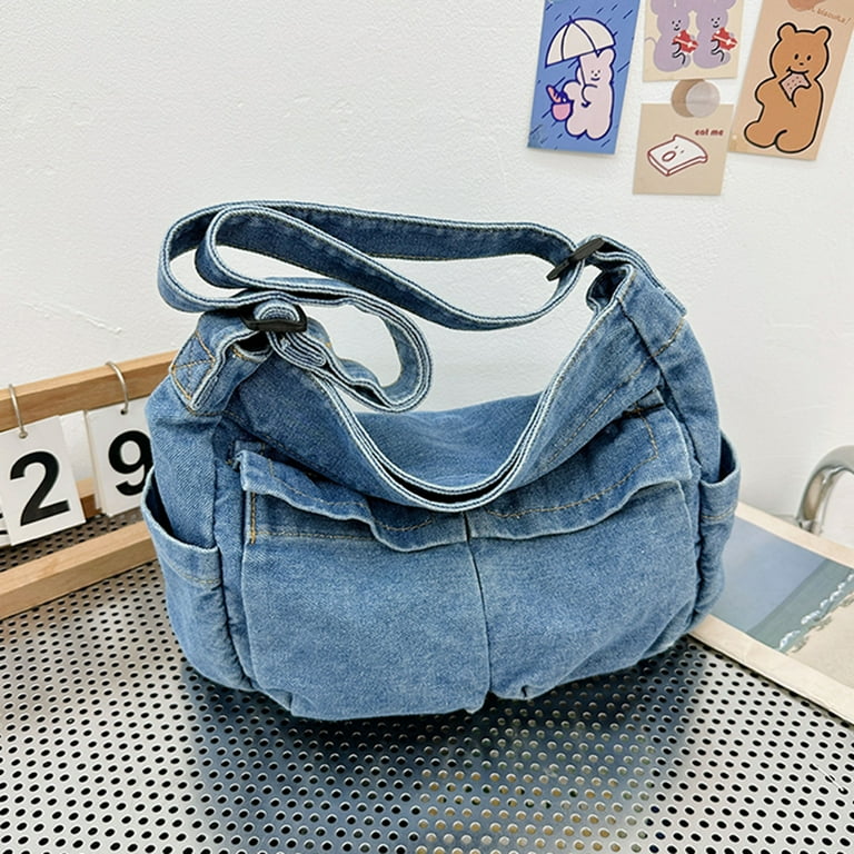 Women Fashion Shoulder Bag Adjustable Strap Denim Retro