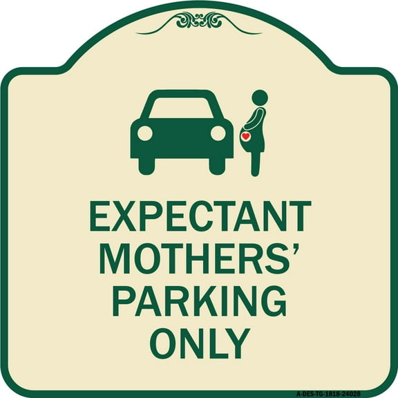 SignMission Designer Series Sign - Expectant Mothers' Parking Only (With Graphic) | Tan & Green 18" X 18" Heavy-Gauge Aluminum Architectural Sign | Made in the USA
