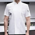 thumbnail image 5 of Chef Jacket, Short Sleeve Classic Soft Cotton Breathable Chef Coat for Caterers Counter Servers, White XL, 5 of 8