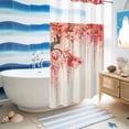 thumbnail image 5 of No Hook Shower Curtain, Red Orange Cherry Blossoms Shower Curtains for Bathroom with See Through Top Window, Spring Weeping Leaves Burlap Waterproof & Washable Bath Curtain Narrow 54"x78", 5 of 9