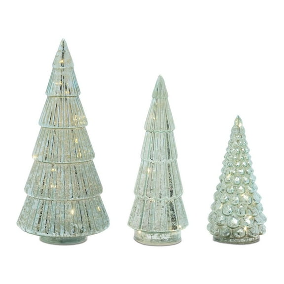 Melrose International LLC LED Tree (Set of 3) 7.25"H, 9.5"H, 11.5"H Glass