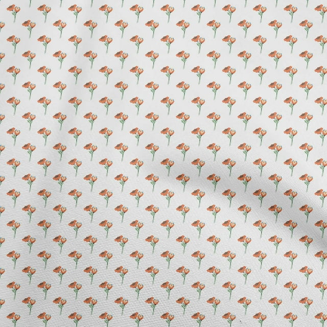oneOone Polyester Spandex Orange Fabric Floral Craft Projects Decor Fabric Printed By The Yard 56 Inch Wide