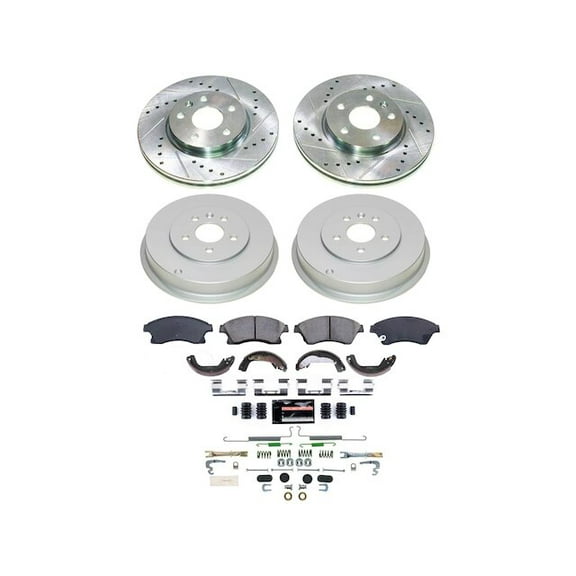 Front and Rear Brake Pad Rotor Shoe Drum Kit - Compatible with 2011 - 2015 Chevy Cruze 2012 2013 2014