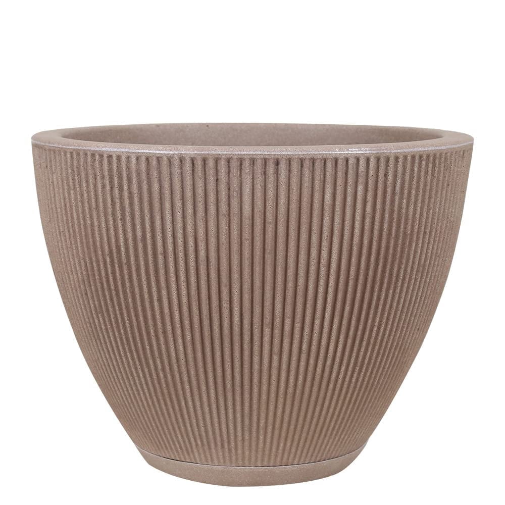 Ecobo 16.9 inches tall Eco-Friendly Round Pot Planter,Garoa Indoor/Outdoor use,Durable,Versatile&Lightweight,Designed by Brazilian Artisans,Contemporary AllWeather Design-Brown