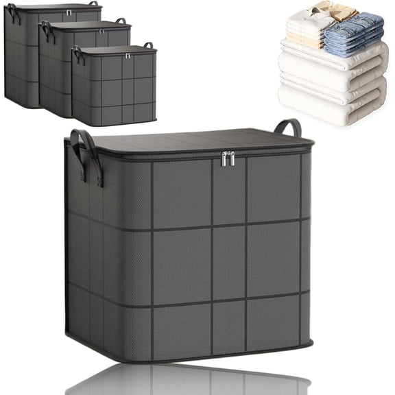 Dust-Proof Comforter and Bedding Organizer, Foldable Large-Capacity Storage Bags, with Reinforced Handles & Sturdy Zippers, Heavy Duty Moving Organizer Bags for Comforters, Clothes (100L)