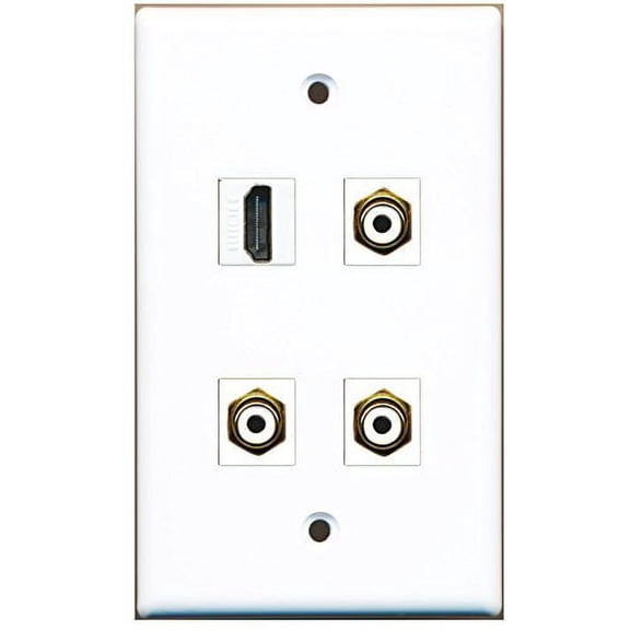 RiteAV - 1 Port HDMI 3 Port RCA White Wall Plate