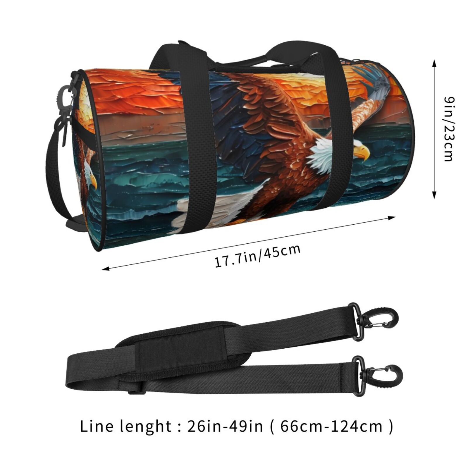 Defioc Textured Bald Eagle for Travel Duffle Bag,Weekender Bag Carry On Tote Bags Hospital Bag Large Capacity Sport Gym Bag for Men Women Fit for Trave, Gym,Weekend