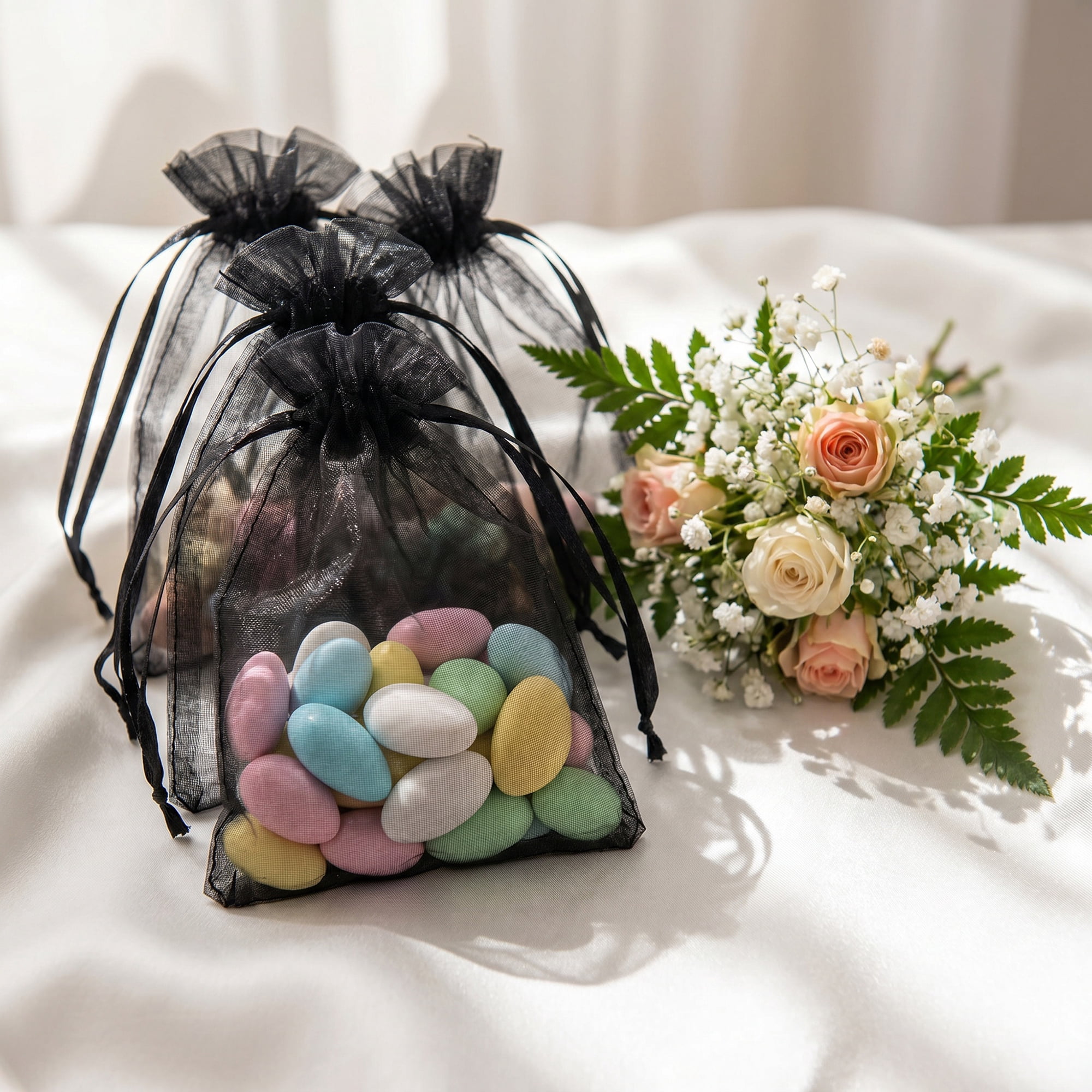 Unique Bargains Multi-Purpose Gift Bags with Handles for Events Black 3.5" x 4.7"