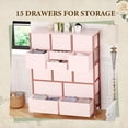 thumbnail image 4 of 1PC 15 Drawer Dresser for Bedroom,48 Inch Fabric Tall Dresser with Wood Grain Print Top,Chest of Drawers for Clothes Storage for Entryway, Hallway, 4 of 7