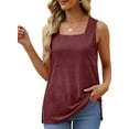thumbnail image 2 of Fantaslook Tank Tops for Women Summer Square Neck Sleeveless Casual Tops Side Split Shirts, 2 of 9