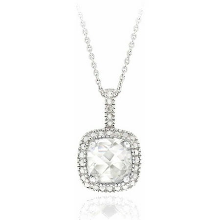 3.35 Carat T.G.W. White Topaz and Diamond Accent Sterling Silver Square Necklace