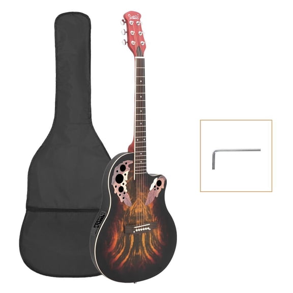 Glarry 41 Inch Full-Size Cutaway Acoustic-Electric Guitar Round Back, Sunset Color