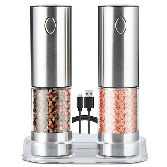 Electric Salt Pepper Grinder Set USB Rechargeable Adjustable Coarse and Fine Spice Kitchen Tools