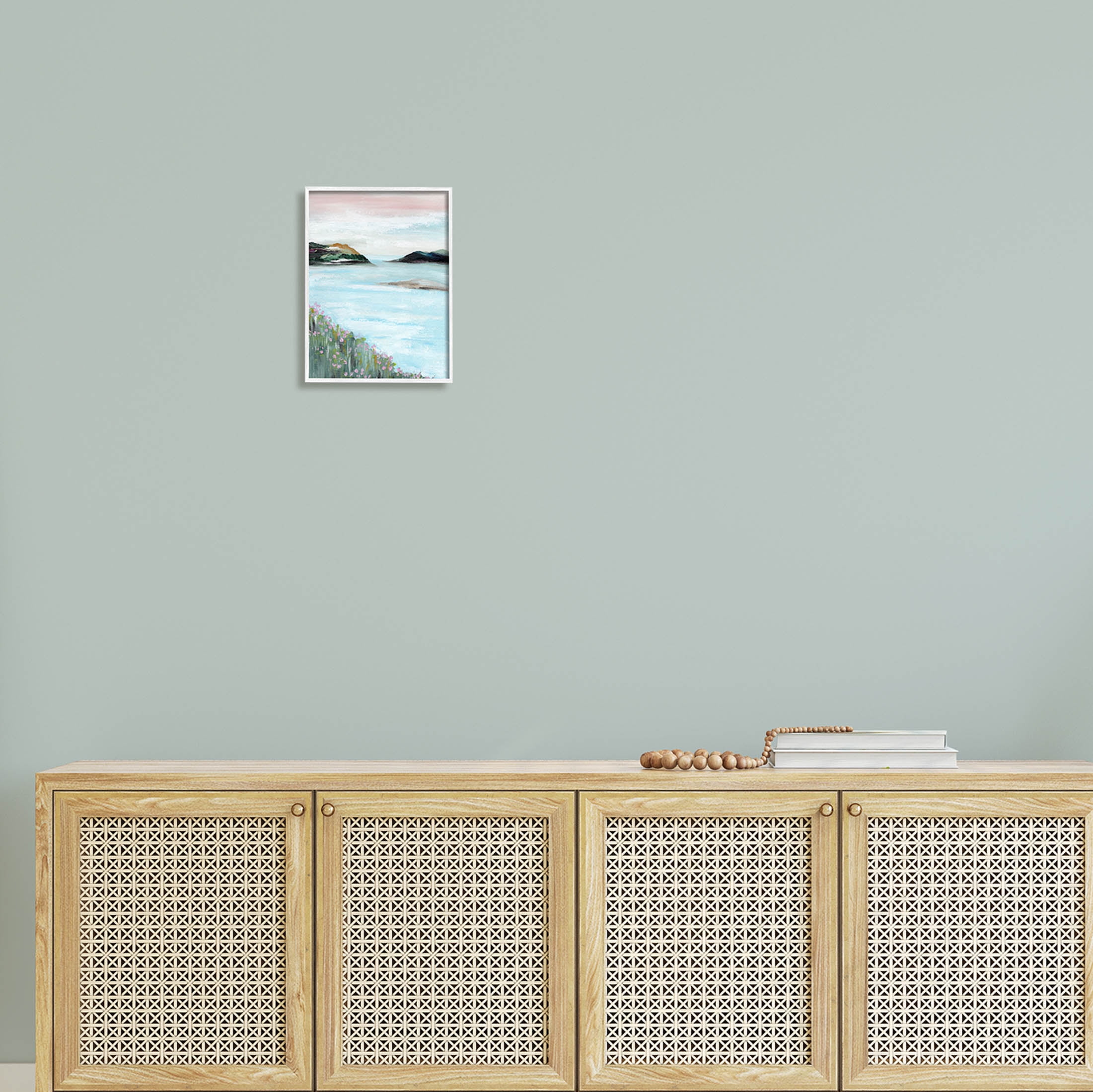 Stupell Industries Rocky Lakeside Meadow Pink Blooms Painting White Framed Art Print Wall Art, Design by Nikita Jariwala