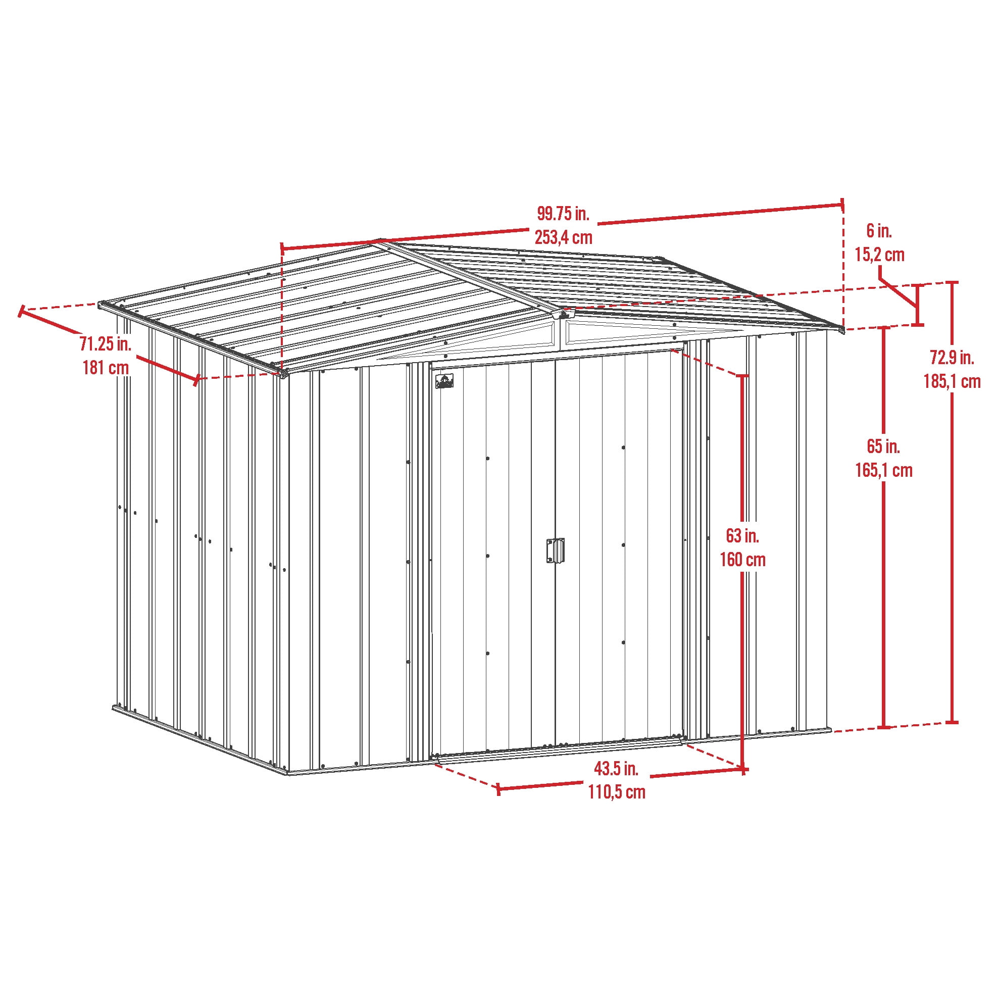 Arrow Essentials 8 x 6 x 6 ft Oswego Tea Steel Shed