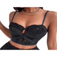 thumbnail image 3 of Women‘s Camisole Solid Color Lace Hollow-Out Sleeveless Backless Spaghetti Strap Crop Tops, 3 of 6