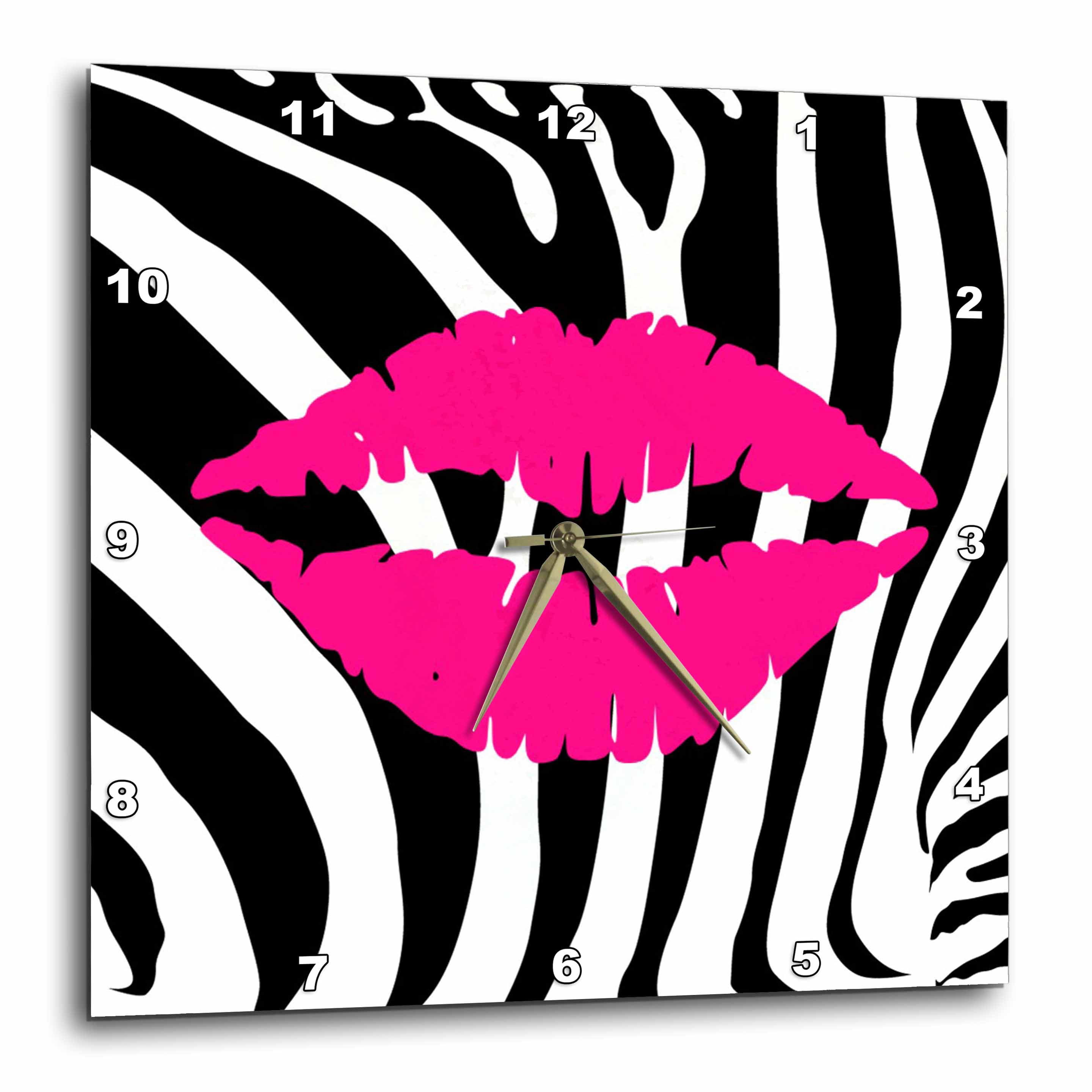 3dRose dpp/_21790/_3 Zebra with Pink Bow-Wall Clock 15 by 15-Inch