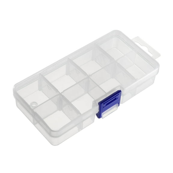 Component Storage Box PP Adjustable 8 Grids Clear White 137x67x30mm