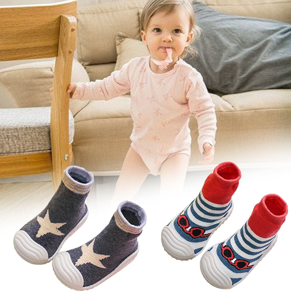 HOWELL Baby Boys Socks Shoes Anti Slip Floor Socks with Soft Rubber Bottom Infant Newborn Cotton Sock Boots