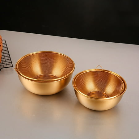 

1 set of Stainless Steel Colander Mixing Bowl Draining Basin Rice Colander Strainer