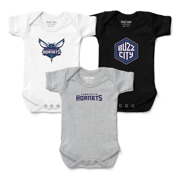 Infant Chad & Jake Charlotte Hornets Three-Pack Bodysuit Set