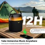 Karaoke Machine with Two Wireless Microphones, Portable Bluetooth Karaoke Speaker for Adults Kids, PA System Set with Bass/Treble Mode, 360° Degree Party Lights, Support FM/AUX/USB/6.35mm for Home TV