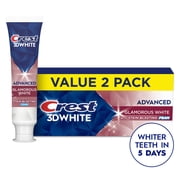 Crest Toothpaste, 3D White Advanced Glam White Whitening Toothpaste, 3.3 oz, Pack of 2