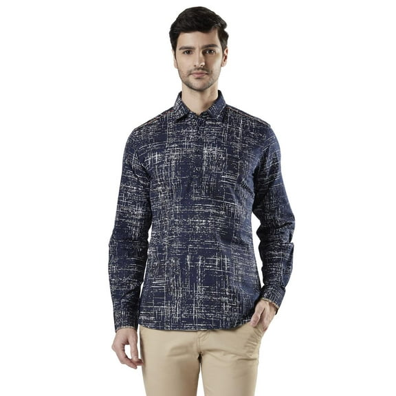 Ethnix Men's Pullover Cotton Indigo Kurta Tunic Shirt-Length with Regular Collar; Indigo; MD