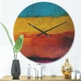 thumbnail image 2 of Designart 'Blue Yellow Orange in Abstract' Modern Wood Wall Clock, 2 of 5