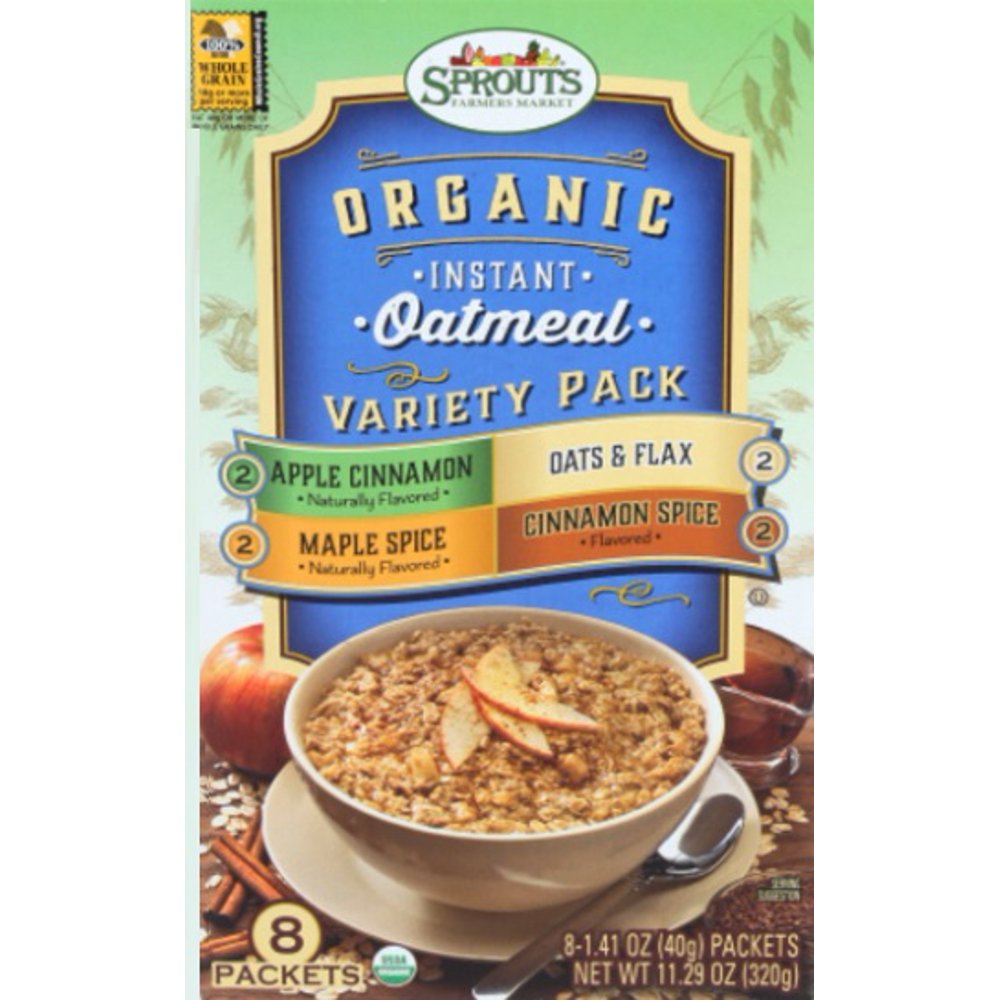 Sprouts Organic Instant Oatmeal Variety Pack, 8 Packets in 1 BOX (11