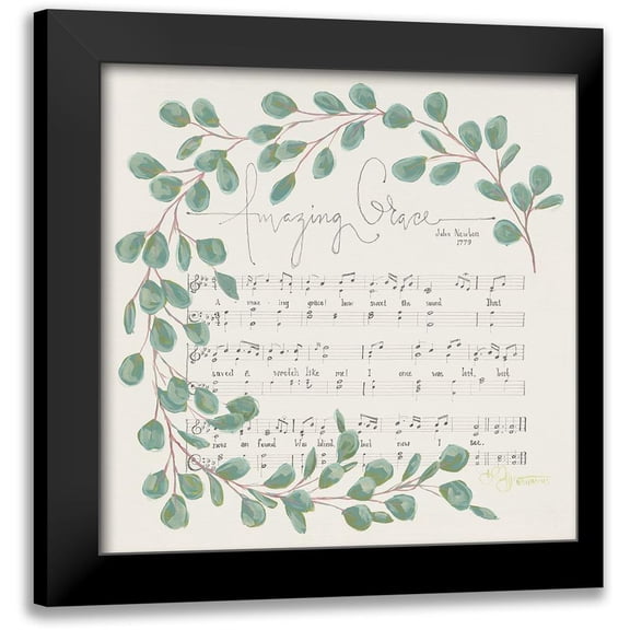 Hollihocks Art 12x12 Black Modern Framed Museum Art Print Titled - Amazing Grace