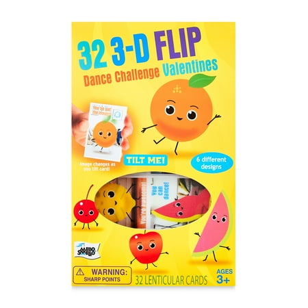 Mello Smello Valentine's Day 3-D Flip Dance Challenge Valentines Kiddie Cards, 32CT
