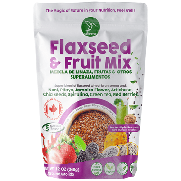 Colibreeco, Ground Flaxseed & Fruit Mix, Red Berries Flavor, Ground, ( 12 Oz Bag ), Plant-Based Nutrition, Whit Fiber, Omega-3, Vegan and Gluten-Free.