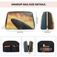 thumbnail image 5 of Naloa Sunset Ocean Whale Leather Makeup Bag for Purse Travel, Portable Small Cosmetic Organizer for Women and Girls, Make up Bag with Zipper, 5 of 8