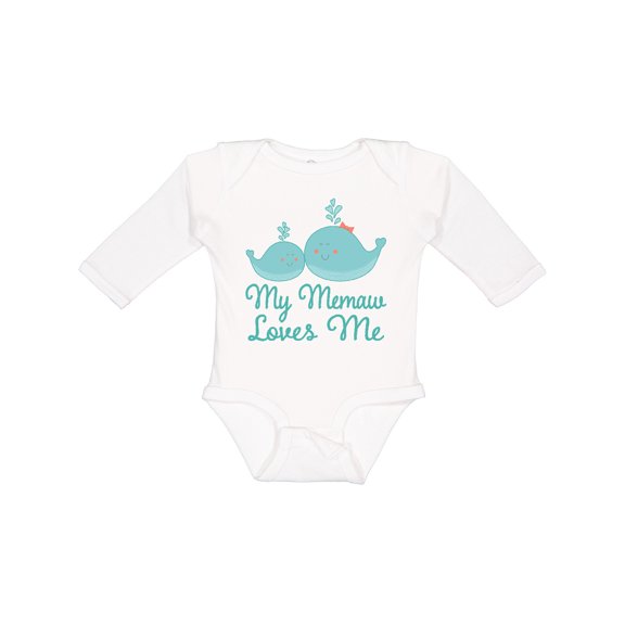 Inktastic Memaw Loves Me Grandchild Whale Boys or Girls Long Sleeve Baby Bodysuit