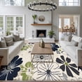 thumbnail image 4 of Area Rug 72×108in, Vintage Farm Flower Texture Floor Carpet Living Room Rug, Spring Watercolor Wildflower Non-Slip Welcome Mat Indoor Rugs for Bedroom Dining Room, 4 of 9