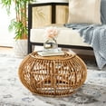 thumbnail image 2 of SAFAVIEH Jacynda Rustic Round Ottoman, Honey Brown Wash ( 24.8 in. W x 24.8 in. D x 12.2 in. H), 2 of 9