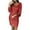 Red, variant on Women Sequin Evening Dress Hip Wrap V-Neck Ruched Waist Long Sleeve Glitter Cocktail Party Slim Formal Gowns Fashion Clothing Red L