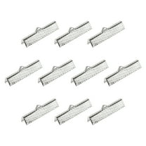 Uxcell Ribbon Crimp Clamp Ends, 30mm Bookmark Pinch Cord End Clasps for DIY Silver Tone 50Pack
