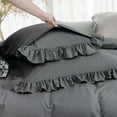 thumbnail image 6 of REGALWOVEN 3 Pieces Soft Duvet Cover Sets, 110GSM Ruffle Fringe Brushed Breathable Comdy Bed Comforter Quilt Cover Sets Dark Gray Queen, 6 of 8