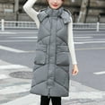thumbnail image 6 of Gamivast Long Quilted Vest Women with Detachable Hooded Plus Size Stand Collar Sleeveless Padded Jackets Winter Trendy Zip up Coats with Pockets Warm Button Down Outerwear, 6 of 6