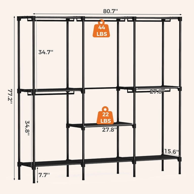 【送料無料】Factory Black Hanger Rack W90 Gianna 81 Inch Hanging Clothes Rack, Portable Freestanding Multi