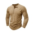 thumbnail image 3 of SUNSIOM Men's Spring Autumn Casual T-shirt Solid Color Long Sleeve Crewneck Button Up Tops, 3 of 5
